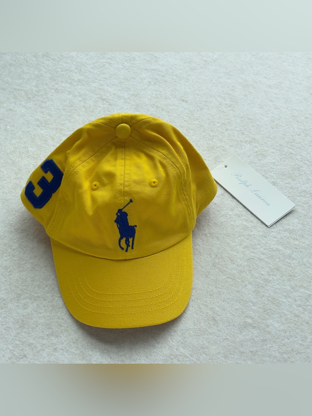 Polo Ralph Lauren Baby Boys Big Pony Baseball Cap Yellow Blue 12-24M NWT